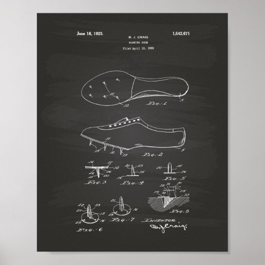 Poster Running Shoe 1925 Patent Art Chalkboard (Devant)