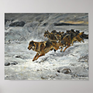 Poster Running Wolf Pack