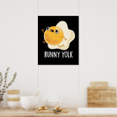 Poster Runny Yolk Funny Food Oeuf Pun Dark BG (Cuisine)