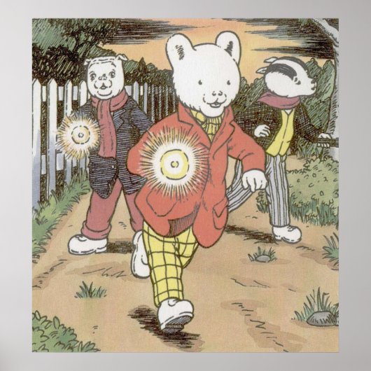 Poster Rupert Bear Bill Badger et Algy Carlin (Devant)