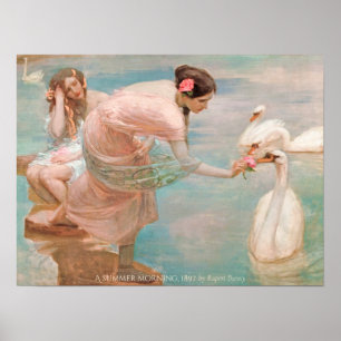 Poster Rupert Bunny Matin d'été 1897 Femmes avec cygnes