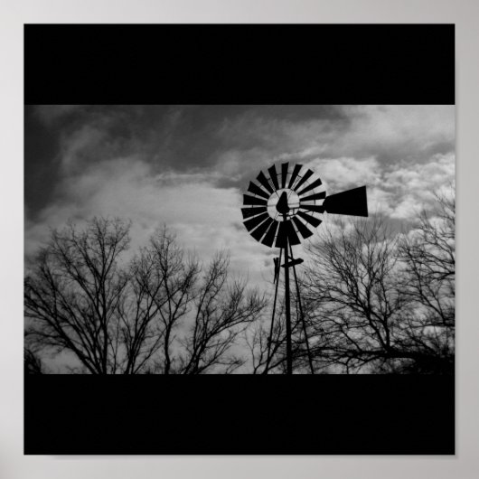 Poster Rural Nebraska antique Windmill Winter Farm (Devant)