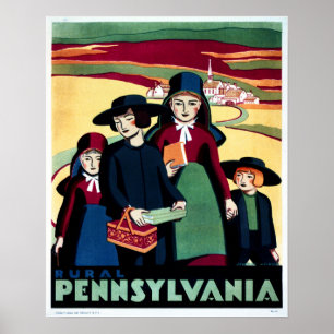 Poster RURAL PENNSYLVANIA Tourisme Vintage Publicité WPA