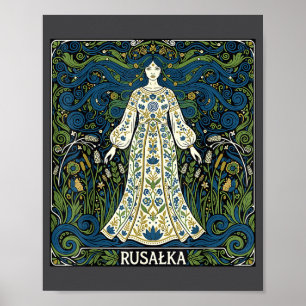 Poster Rusalka slave de l'eau païen mythe art populaire