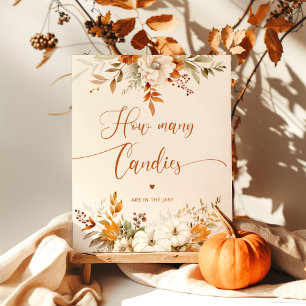 Poster Russe automne devine combien de bonbons baby showe