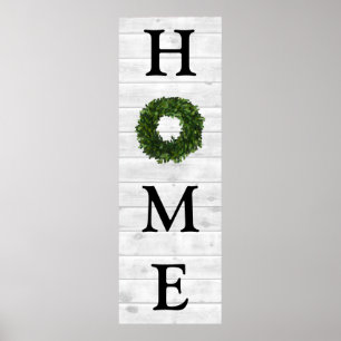 Poster Russe Blanc Bois Bois Maison Boxwood Wreath