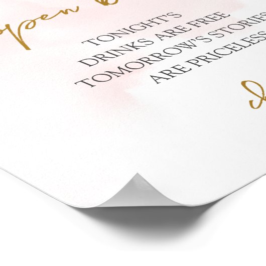 Poster Russe blush rose eucalyptus mariage Open bar (Coin)