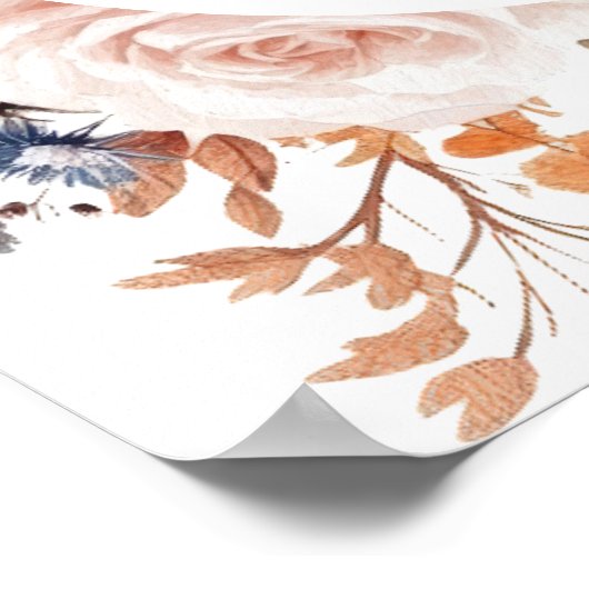 Poster Russe Bourgogne Automne Floral Boho Mariage Bienve (Coin)