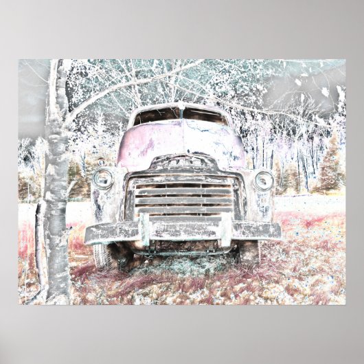 Poster Russe Camion Vintage blanc gris rétro détendu (Devant)