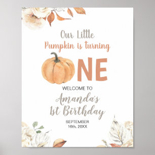 Poster Russe Orange Citrouille 1er anniversaire Bienvenue
