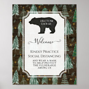 Poster Russe Ours Petit Homme Baby shower Distance social