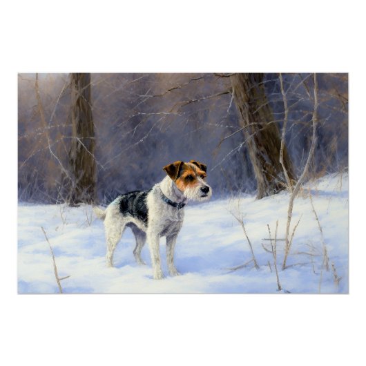 Poster Russell Terrier Qu'il neige Noël (Devant)
