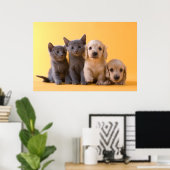 Poster Russian Blue Kittens et Dachshund (Bureau à domicile)
