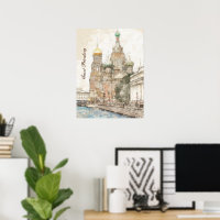 Poster Russie de Saint-Pétersbourg - Vintage voyag