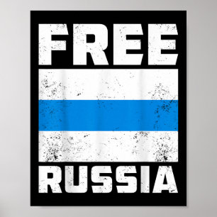 Poster Russie Libre Nouveau drapeau russe Bleu Blanc Anti