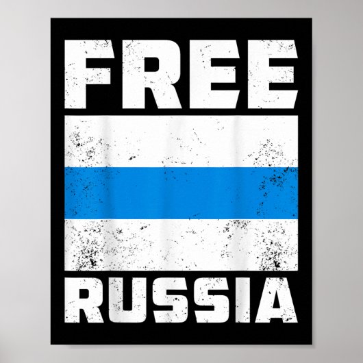 Poster Russie Libre Nouveau drapeau russe Bleu Blanc Anti (Devant)