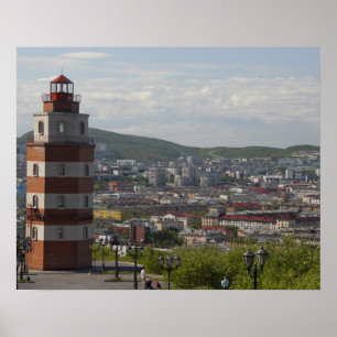 Poster Russie, Mourmansk. Plus grande ville au nord de