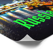 Poster Russie ou Fédération de Russie Moscou la nuit (Coin)