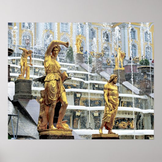 Poster Russie, Saint-Pétersbourg, Peterhof, Samson et (Devant)