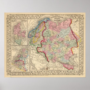 Poster Russie, Suède, Norvège Carte par Mitchell