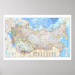 Poster " Russie (Union soviétique) : 1976 Carte classique