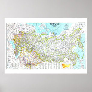 Poster " Russie (Union soviétique) : 1990 Carte détaillée