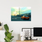 Poster "Rust" Nissan GT-R en zone industrielle au coucher (Bureau à domicile)