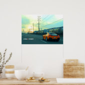 Poster "Rust" Nissan GT-R en zone industrielle au coucher (Cuisine)