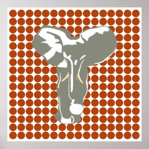 Poster Rust Safari point avec Pop Art Elephant