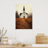 Poster Rustic Abandoned Church Painting (Cuisine)