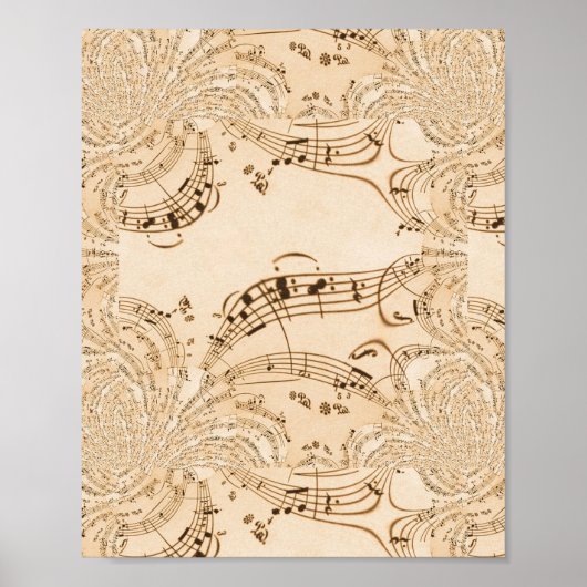 Poster Rustic Antique Musical Notes (Devant)