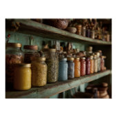 Poster Rustic Apothecary Herb Jar Shelf (Devant)