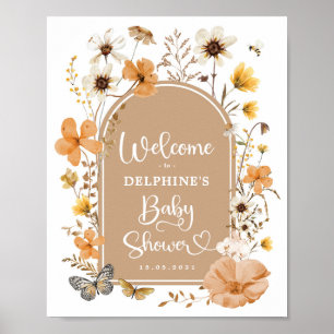Poster Rustic Automne Fleur sauvage Baby shower Bienvenue
