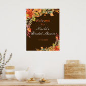 Poster Rustic Autumn Fall Leaves Bridal Shower Welcome (Cuisine)