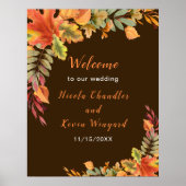 Poster Rustic Autumn Fall Leaves Wedding Welcome (Devant)