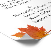 Poster Rustic Autumn Leaves Wedding Seating Chart (Coin)
