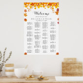 Poster Rustic Autumn Leaves Wedding Seating Chart (Cuisine)