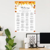Poster Rustic Autumn Leaves Wedding Seating Chart (Bureau à domicile)