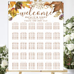 Poster Rustic Autumn Mariage 30 Table Seating<br><div class="desc">Elégante Rustique Brown Automne Ceremony Mariage de automne Poster de la carte de siège alphabétique. Tous les textes sont pré-arrangés pour que vous personnalisiez facilement et rapidement avec vos propres détails.</div>