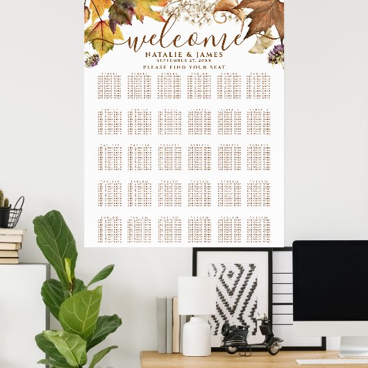 Poster Rustic Autumn Mariage 30 Table Seating (Bureau à domicile)