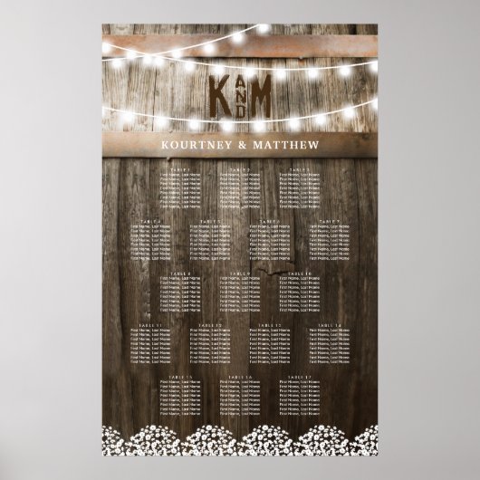 Poster Rustic Babys Respiration Mariage 17 Table Seating  (Devant)