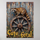Poster Rustic Bandit : Raccoon sur la roue (Devant)