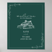 Poster Rustic Barn Emerald Mariage de automne vert Bienve (Devant)