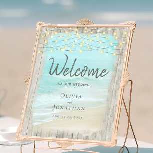 Poster Rustic Beach Ocean Mariage Bienvenue