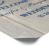 Poster Rustic Beach Shell Navy Ancre Mariage nautique (Coin)