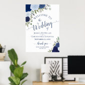 Poster Rustic Blue Roses Wedding Welcome A1 Size (Bureau à domicile)