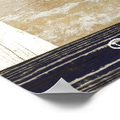 Poster Rustic Blue White Beach Wood Text Photo Frame (Coin)