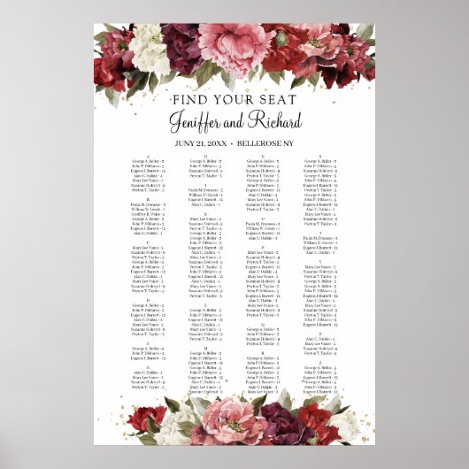 Poster Rustic Blush Bourgogne Mauve rose pivoines assis (Devant)
