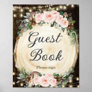 Poster Rustic Blush Floral Enchanted Forest Livre d'invit