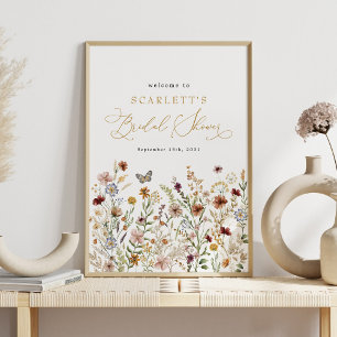 Poster Rustic Boho Fleurs sauvages Fête des mariées Bienv